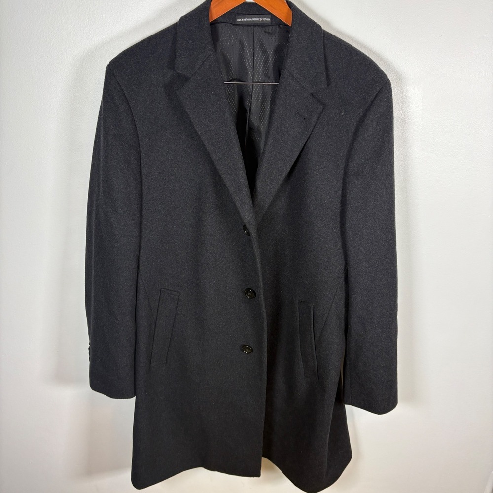 Kenneth Cole Reaction Mens Wool Blend Overcoat Charcoal Gray Car Coat Size 44R